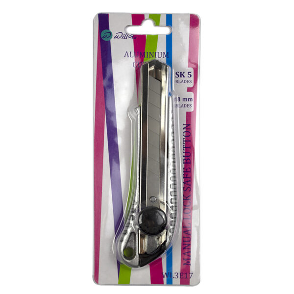 Cutter mare 18 mm profesional din aliaj de aluminiu, rubber grip si rotita de blocare Willgo